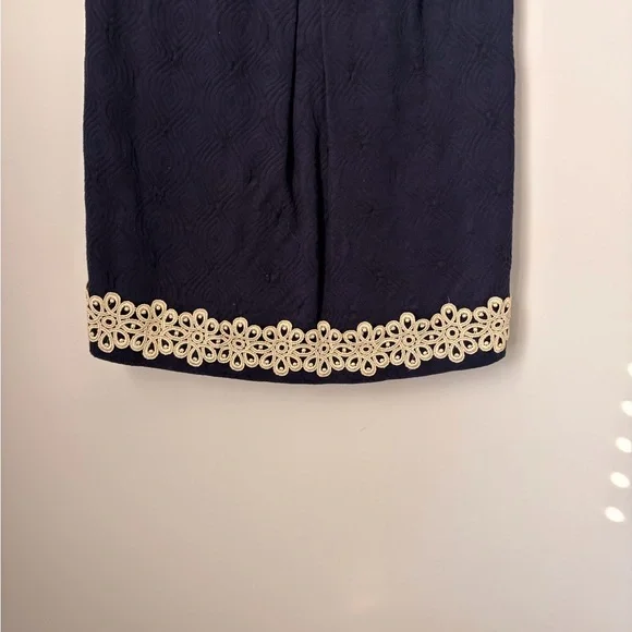 Lilly Pulitzer Betsy Navy & Gold Strapless Dress Size 6 EUC - Picture 3 of 4